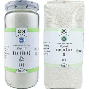 OG natural Organik Tam Pirinç Unu 300G ve Organik Tam Buğday Unu 800G Seti