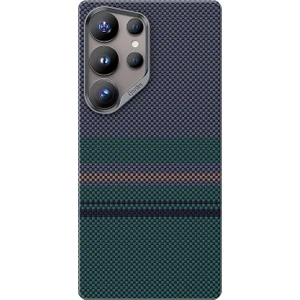 Galaxy S25 Ultra Kılıf Magsafe Özellikli Karbon Fiber Tasarımlı Benks Aurora Armorair Kevlar Yeşil