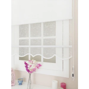 Atölye Perde Çiftli Sistem Beyaz Şantuk Desenli Tül ve Stor