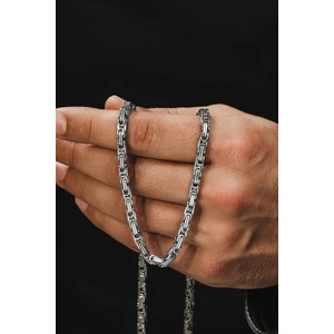 Osmanlı Gümüş Erkek Çelik Kral Zincir Kolye Ince Model 4mm