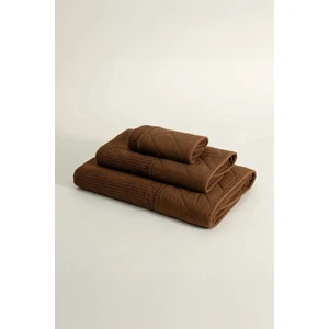 Hüma Kahve  Pamuk 3 Parça Havlu Seti