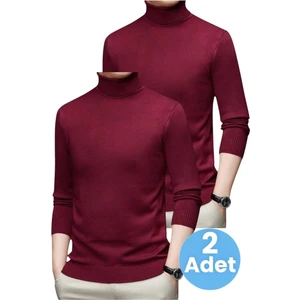 2'li  Erkek Tüylenmeyen Boğazlı Triko Kazak Balıkçı Triko Kazak