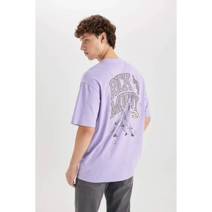 %100 Pamuk Rick and Morty Boxy Fit Bisiklet Yaka Sırt Baskılı Kısa Kollu Tişört D5465AX25SP