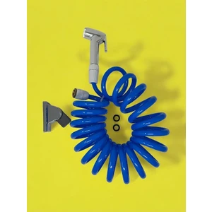 Nalbur Bakkal Taharetmatik Set 3/8 Girişli Patlamaz Spiral Hortum Başlık 2,5 mt Wc Matik Mavi Renk
