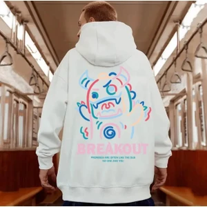 Amor Man Büyük Beden Özel Tasarım Kapüşonlu Breakout Sırt Baskılı Süper Battal Oversize Erkek Sweatshırt