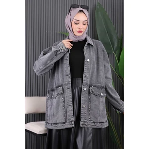 Füme Taşlı Kot Ceket