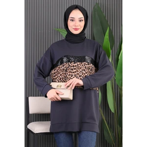 Füme Önü Leoparlı Modal Tunik