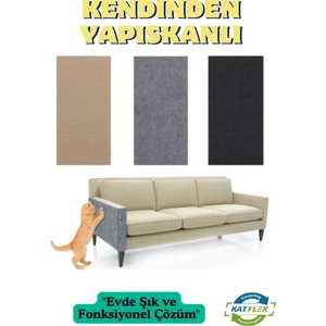 Açık Gri Yapışkanlı Koltuk Kenarı Koruyucu Kedi Tırmalama Halısı