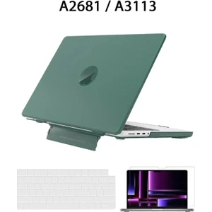 Macbook Air 13.6" M2-M3 Çip 2022/2024 A2681 A3113 Uyumlu Standlı Kılıf  Klavye Kılıfı Ekran Koruyucu
