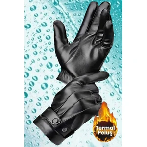 Erkek Vegan Deri Su ve Rüzgar Geçirmez Termal Eldiven Erkek Eldiven