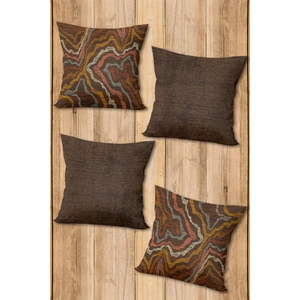 Doruklar Home Collection Çift Taraf Baskılı Parlak Kadife Kumaş  Modern Desen 4 Adet Kırlent Kılıf Seti