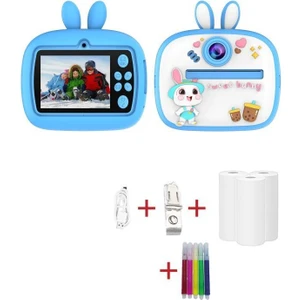 Dijital Fotoğraf Makineleri Çocuk Termal Resim Kağıt Baskılı Yazıcı Kamera Video Makinesi CMR18 Mavi