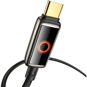 CA-6681  Type-C To Type-C 100W  Halo solunum Işıklı Siyah Kablo