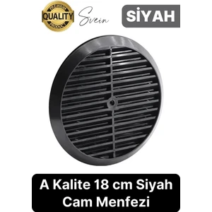 Aç Kapa Yalıtımlı Havalandırma Ayarlı 18CM Siyah Kapak Cam Menfezi Doğalgaz Boşluk Aparatı Başlık