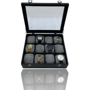 Dijital Çarşı Diji 12'li Saat Kutusu Saat Çantası Siyah