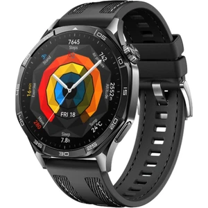 Huawei Watch Gt5 Pro 46 mm ile Uyumlu Kordon Hybrid Nylon Dikiş Desenli Tokalı Silikon Kayış