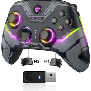 Easysmx X15 - Kablosuz Gamepad - Hall Effect Stick - Hall Triggers - Drift & Dead Zone Yok, 7 Rgb- Pc, Android, Steam ve Switch Uyumlu - Siyah