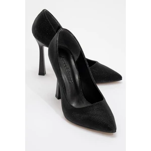 Kadın Stiletto Ayakkabı Siyah Noltalı Sim