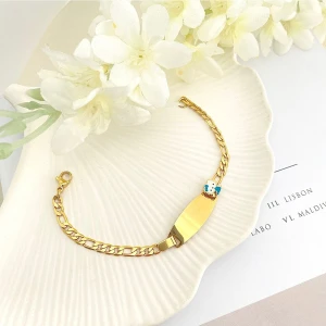 Bebek Bileklik Bebek Hediyelik Künye Hello Kity Kararmaz Çelik Gold 16cm