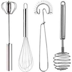 4 Adet Paslanmaz Çelik Çırpıcı Set Otomatik Çırpıcı,tel Çırpıcı,yumurta Çırpıcısı,yaylı Çırpıcı