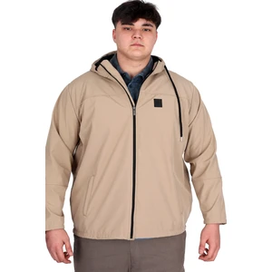 Mode Xl Büyük Beden Erkek Kapüşonlu Mont Waterproof Softshell 21235 Bej