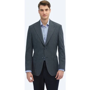 Indigo Desenli Modern Fit Ceket