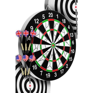 18" Inç Semi-Profesyonel Büyük Boy Dart Seti 6 Oklu Çift Taraflı Kalın Dart Tahtası Metal Dart 45 cm