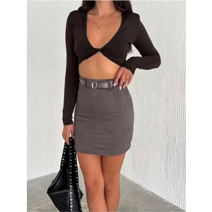 Süet Etek Kemerli /  Belt Suede Skırt Model