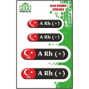 Kan Grubu A Rh(+) Siyah Dörtlü Damla Etiket