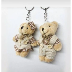 Çift Peluş Ayıcıklı Anahtarlık Sevimli Kız Erkek Oyuncak Ayıcık