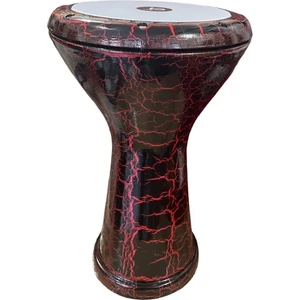 Büyük Boy Darbuka Kırmızı Çatlak Model Profesyonel Perküsyon Aleti