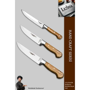 Hand Craft Mutfak Bıçak Seti Et Ekmek Sebze Bıçağı 3 Lü Set Günlük Kullanım ( Mtf-4572 )