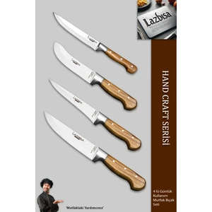 Hand Craft Mutfak Bıçak Seti Et Ekmek Sebze Meyve Bıçağı 4 Lü Set Günlük Kullanım ( Mtf-583 )