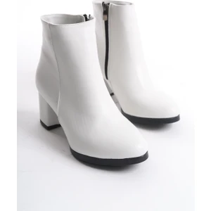 Marina Rosse Kadın Beyaz Cilt Düz Topuklu Kısa Bot