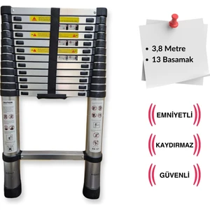 380 cm. - 13 Basamaklı Teleskobik / Teleskopik Alüminyum Merdiven