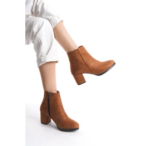 Marina Rosse Kadın Taba Süet Düz Topuklu Kısa Bot