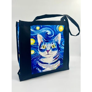 Bag Bar Kadın Bez Çanta Kedi Desenli Omuz Çantası