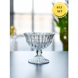 Kesme Desen Dondurma – Tatlı – Çerez Cam Kase Takımı – 6 Adet – 180 Ml.