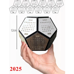 Masaüstü 2025 Takvim - Ahşap 3 Boyutlu Dodecahedron Takvim