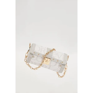 Beyaz Silindir Şekilli Omuz Çantası