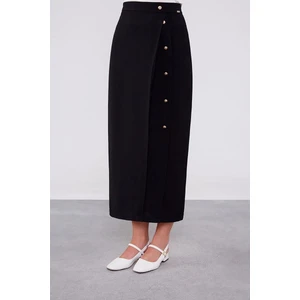 Levidor Siyah Düğme Detaylı Etek