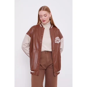 Lêvi D'or Taba Nakış İşlemeli Bomber Ceket