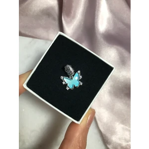 Pandora Charm mavi kelebek Çelik Kaplama