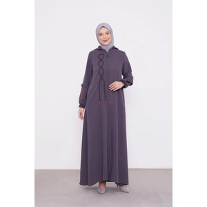 Lêvi D'or Antrasit Kapüşonlu İp Detay Ferace