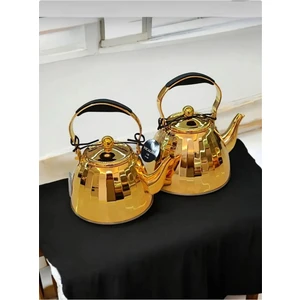 Vıcalina Çaydanlık Seti 2'Li (3 Litre) (1.5 Litre) Paslanmaz Çelik Gold Renk