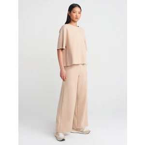 71833 Geniş Paça Fitilli Pantolon-Bej