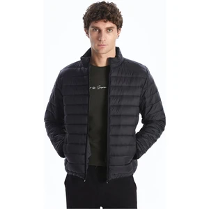 Classic Siyah Standart Kalıp Dik Yaka Erkek Şişme Mont