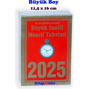 2025 Büyük Saatli Maarif Takvimi 11,5 x 16 cm Ebat Duvar Takvimi Yılın Ansiklopedisi