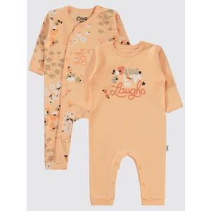 Civil Baby Kız Bebek Patiksiz Tulum 3-9 Ay Somon