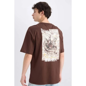 %100 Pamuk Attack on Titan Boxy Fit Bisiklet Yaka Sırt Baskılı Kısa Kollu Tişört D6778AX25SP